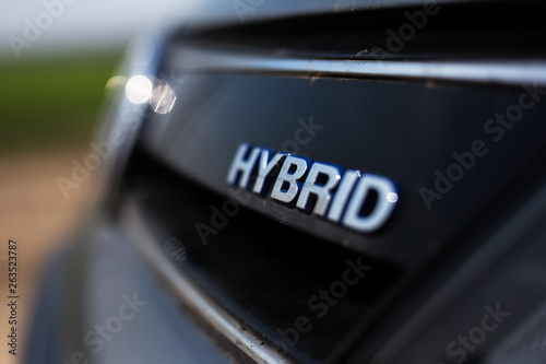 Hybrid, ecologic car symbol. photo