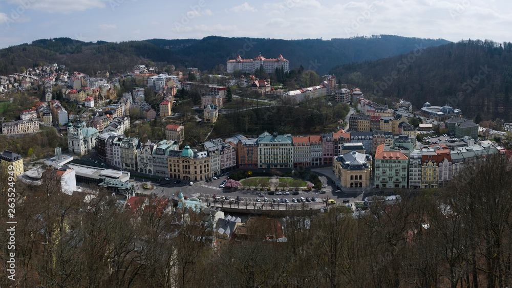 Fototapeta premium Czech city of Karlovy Vary city in spring