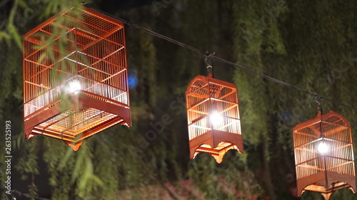 various hanging lamps create ambient light