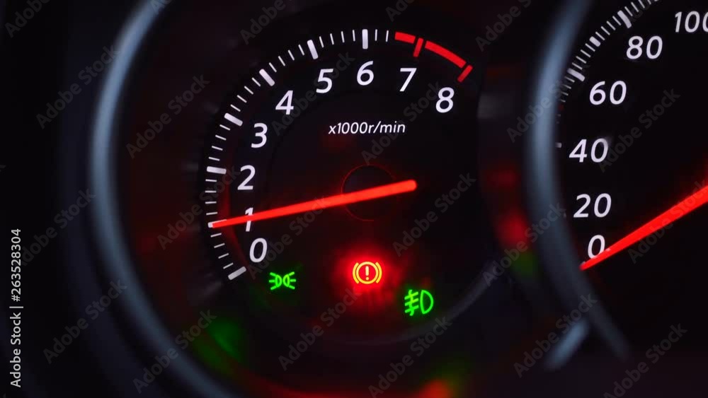 the moment of establishment of the car motor. tachometer closeup the moment of establishment of the car motor. tachometer closeup