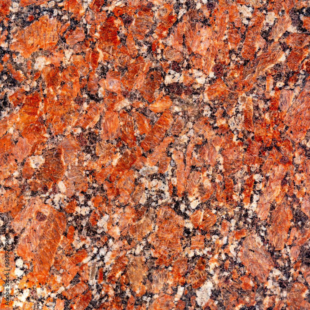 Red granite slab closeup may be used as background zoom in detail
