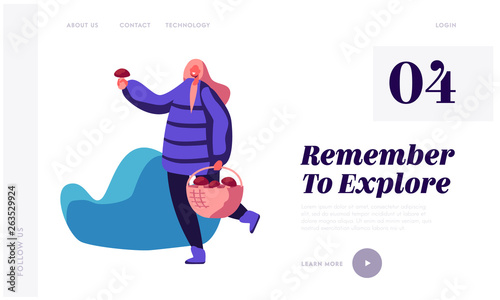 Woman Wearing Warm Clothing Picking Up Mushrooms in Forest