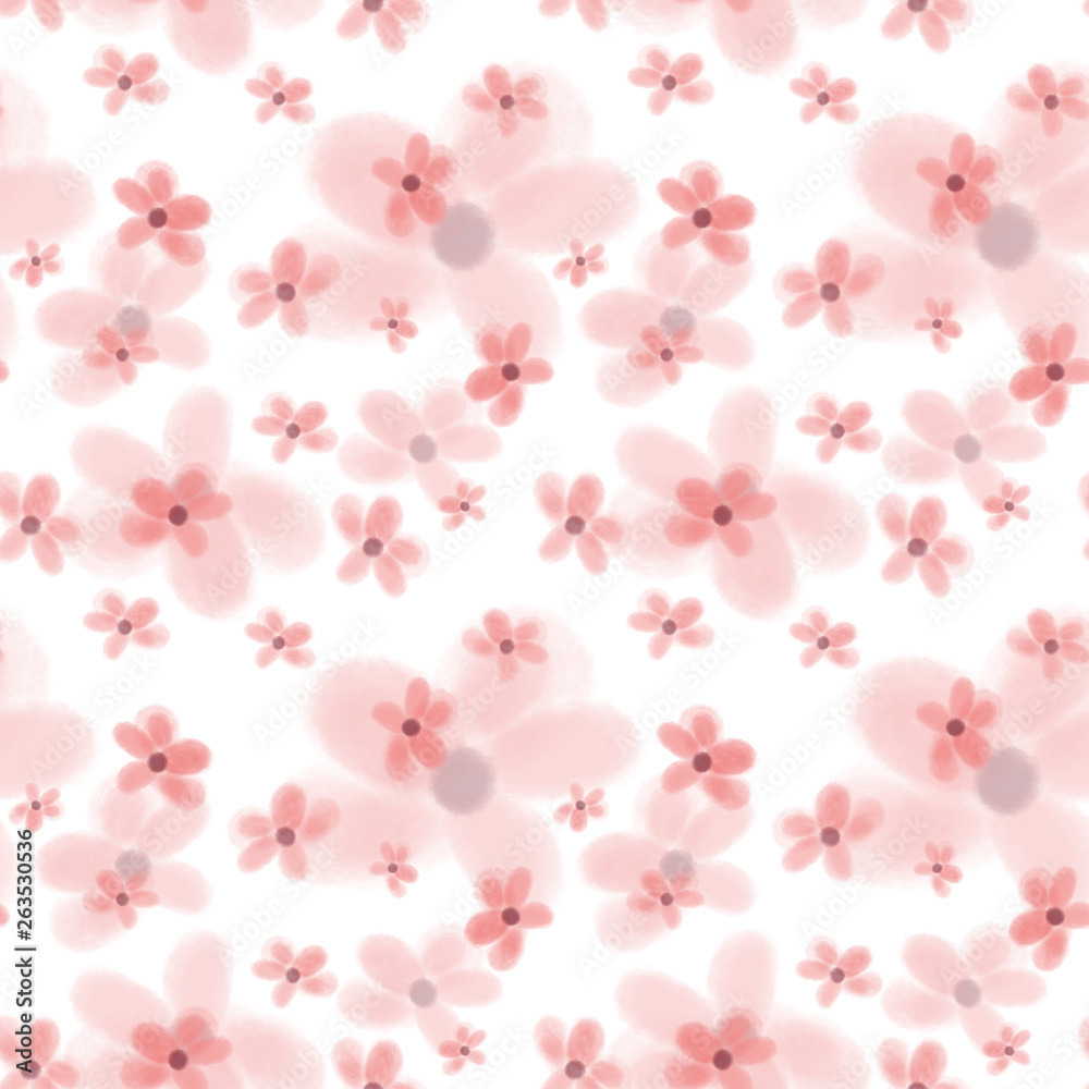 pink flowers pattern on white background