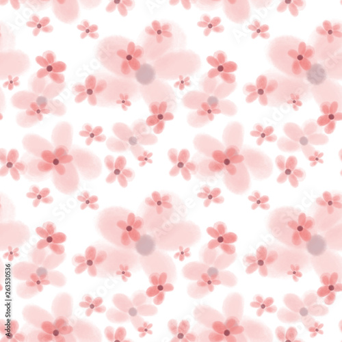 pink flowers pattern on white background