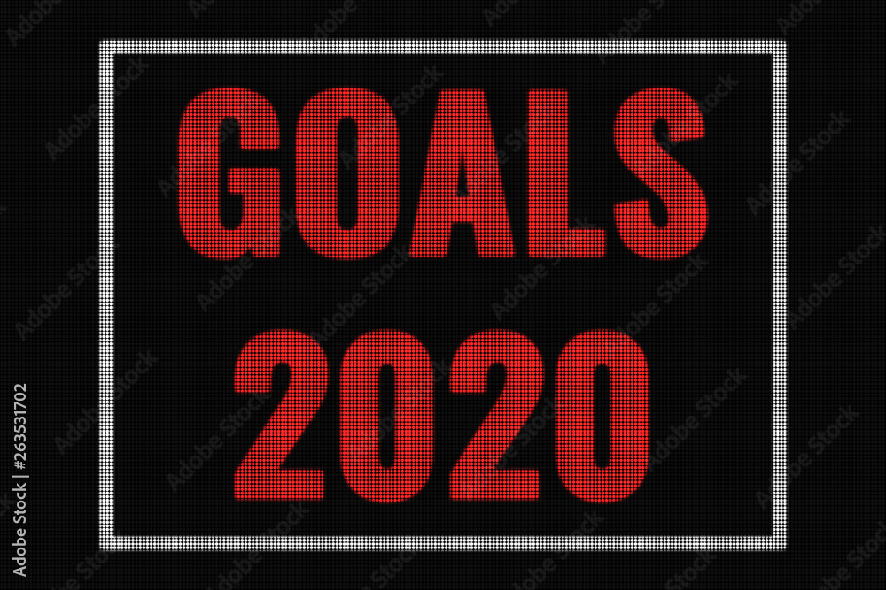 Goals 2020 word on dark screen