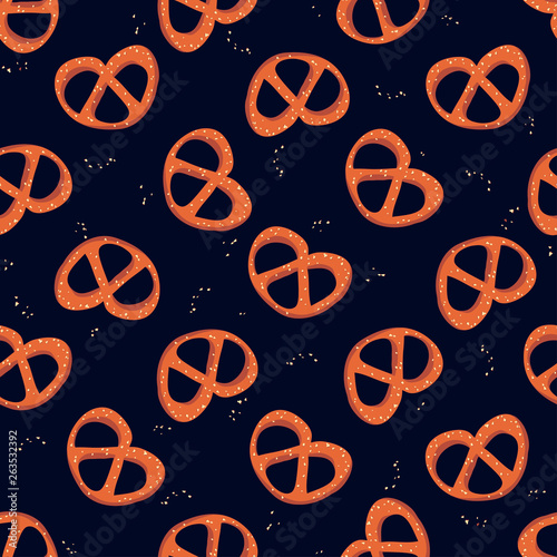 Seamless pattern with pretzels and salt