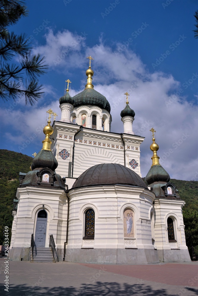 Foros Church in Crimea. Autumn afternoon with a beautiful sky