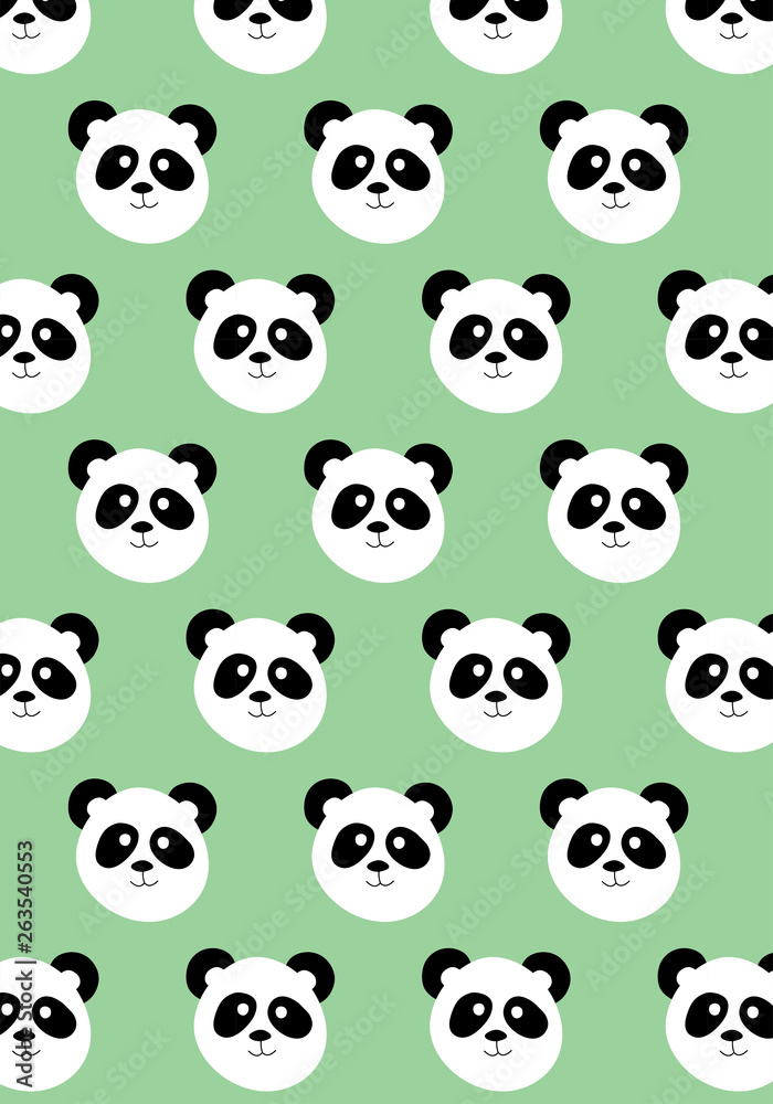 Panda bear vector pattern on green background Panda bear vector pattern on green background