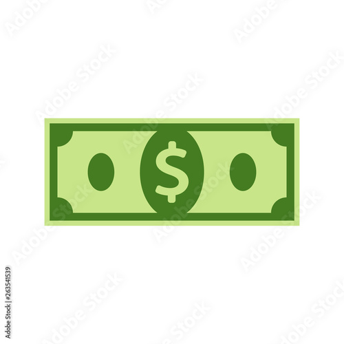 Dollar icon. Flat design. Isolated.