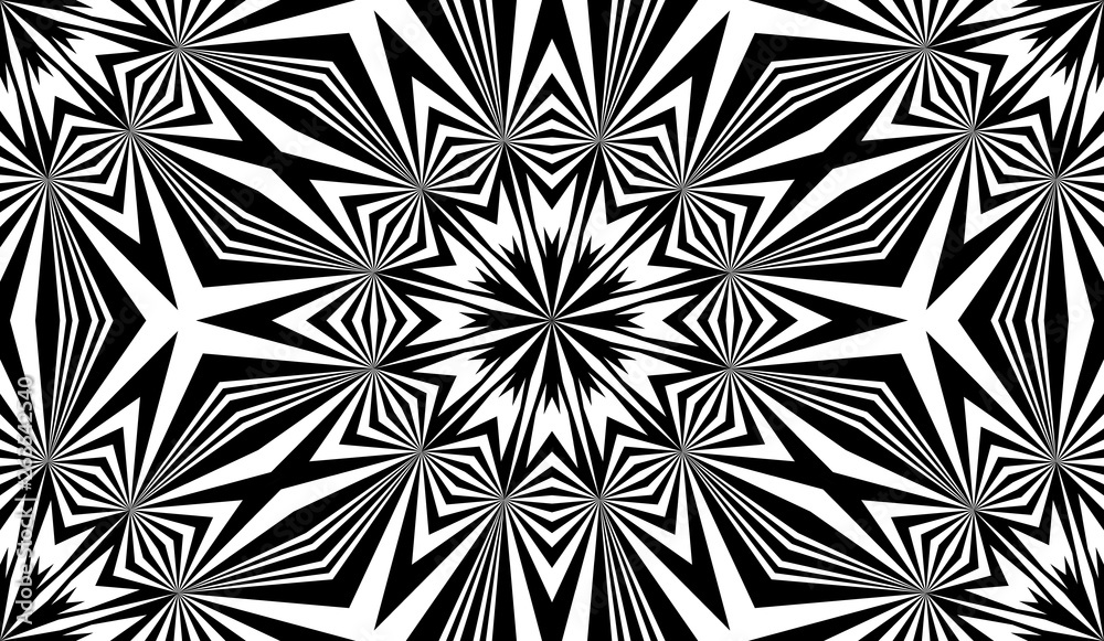 Abstract seamless pattern with kaleidoscope. Symmetric patterns of reflections of figures.