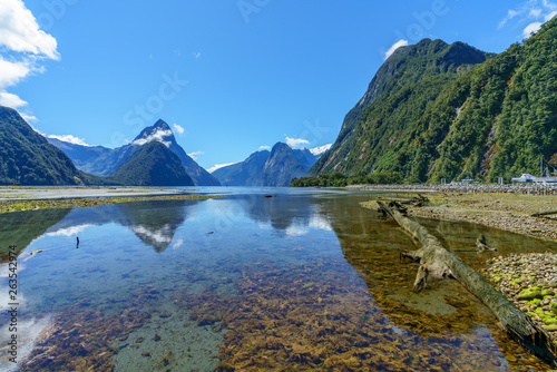 reflections of mountains in the water  milford sound  new zealand 27