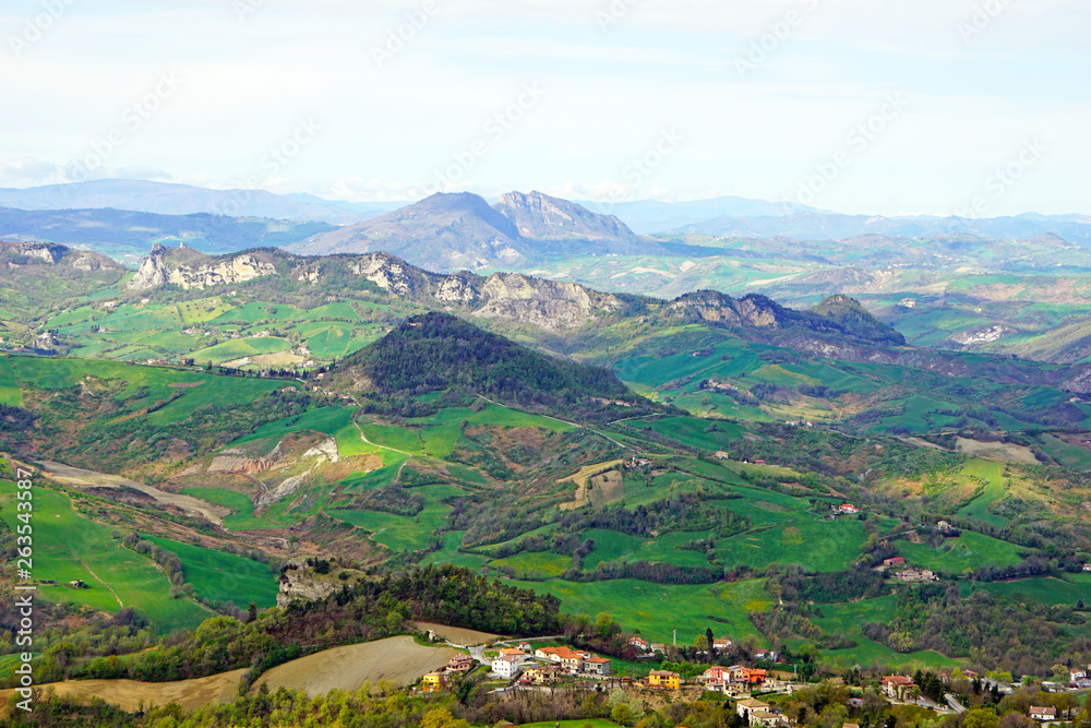 View of the valley of Italy from the top of the state of San Marino