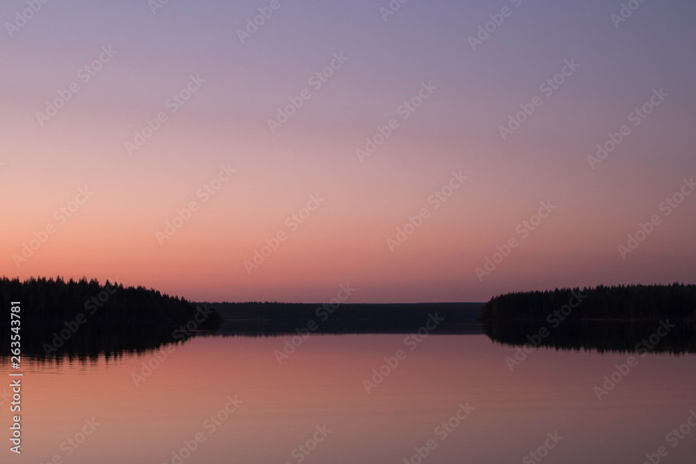 Pink dawn on the lake