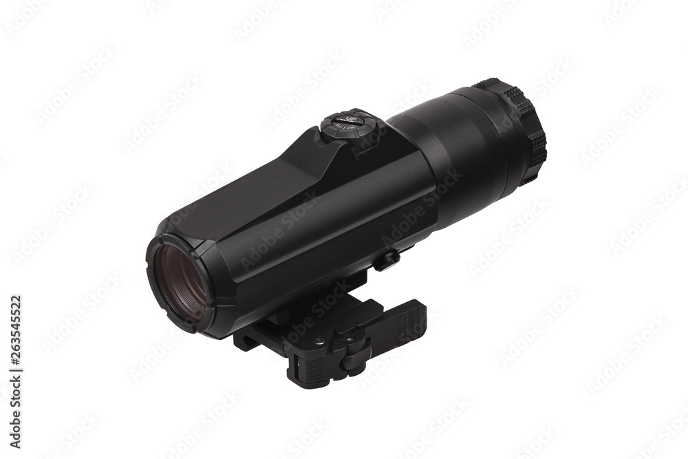 modern black collimator sight isolated on white back modern black collimator sight isolated on white back