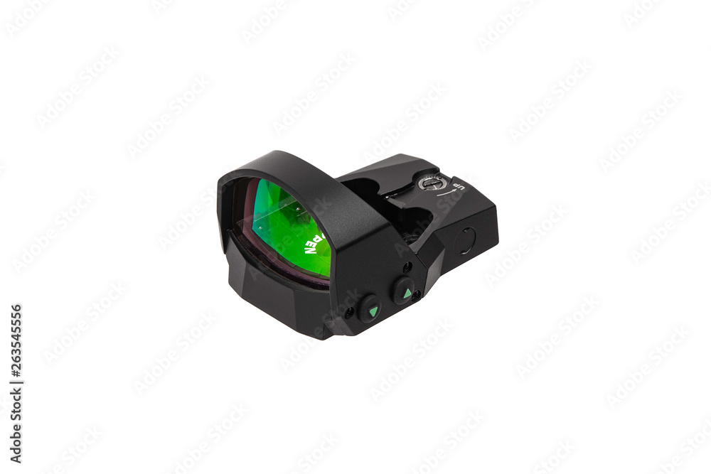 modern black collimator sight isolated on white back modern black collimator sight isolated on white back