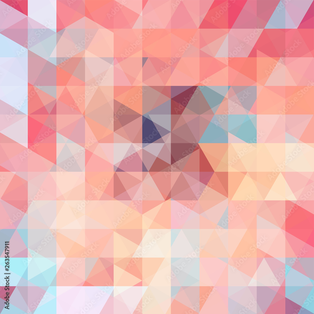 Abstract vector background with pink, blue, beige triangles. Colorful geometric vector illustration. Creative design template.