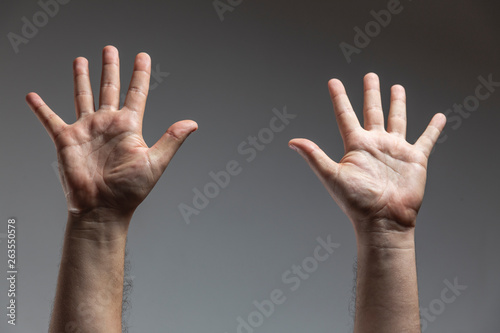 cropped hands up - man hands isolated © JK2507