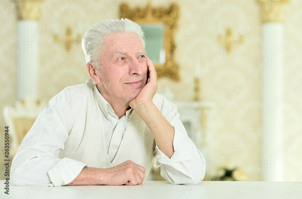 Portrait of thoughtful senior man at home Portrait of thoughtful senior man at home