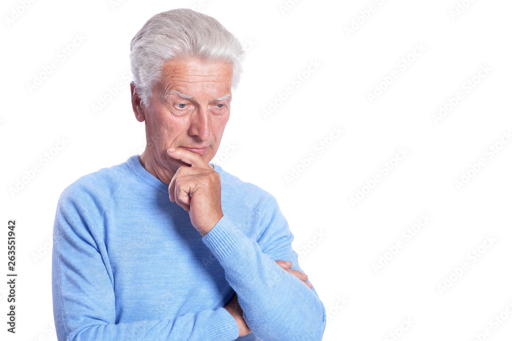 Portrait of thoughtful senior man posing isolated Portrait of thoughtful senior man posing isolated