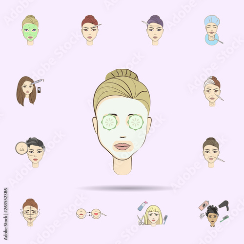 beauty mas face  colored icon. Beauty, anti-aging icons universal set for web and mobile