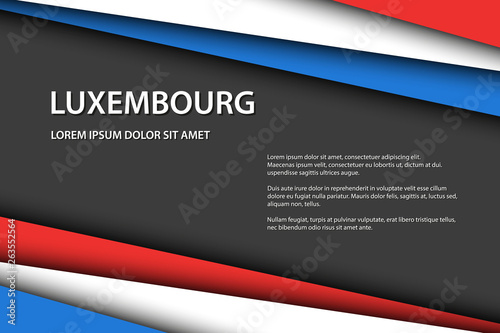 Modern vector background with Luxembourg colors and grey free space for your text, overlayed sheets of paper in the look of the Luxembourg flag, Made in Luxembourg