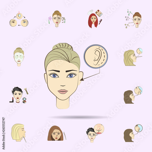 ear operation colored icon. Beauty, anti-aging icons universal set for web and mobile