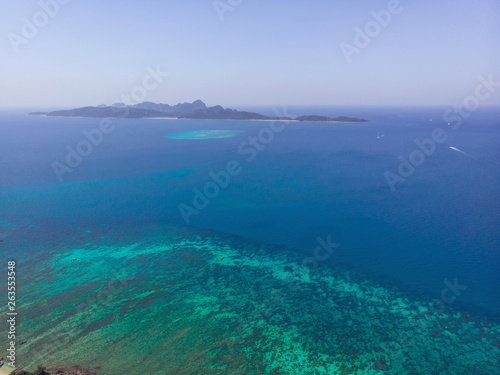Aerial view of islands and blue ocean