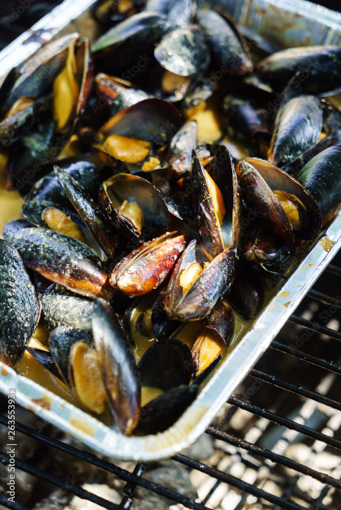 grilled mussels on the grill grilled mussels on the grill