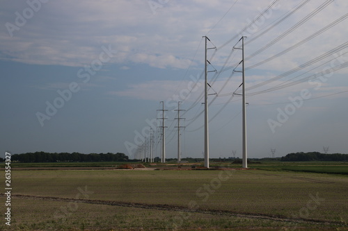 New type of power lines towers named wintrack in the Netherlands at the 380 KV track at Bleiswijk
