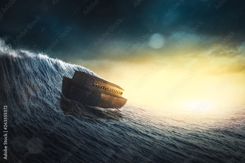 Noahs ark in a storm / 3d illustration, mixed media Stock Illustration ...