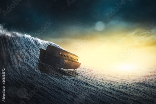 Konstfotografi Noahs ark in a storm / 3d illustration, mixed media