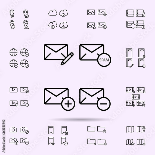 mail, write, spam, plus, minus sign icon. web icons universal set for web and mobile
