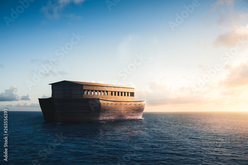 Tableau sur toile noahs Ark on the sea, 3D rendering, mixed media