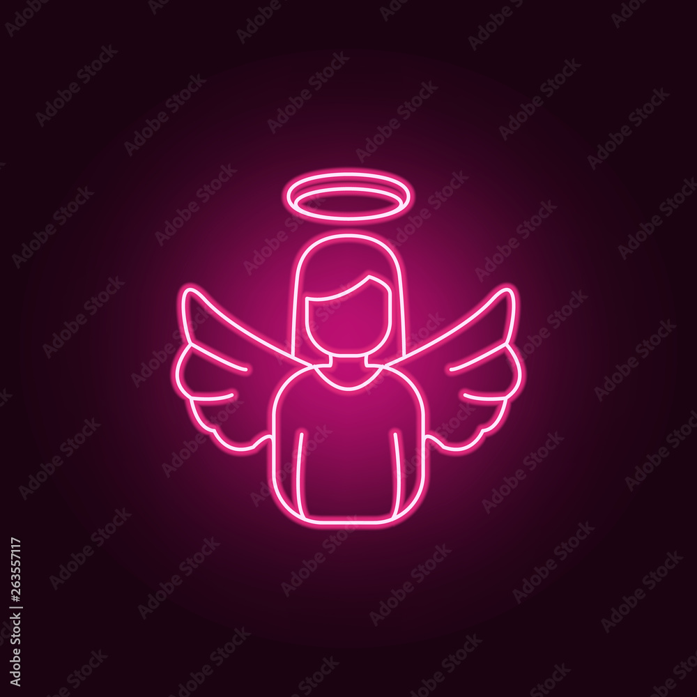 Obraz premium avatar of an angel girl neon icon. Elements of Angel and demon set. Simple icon for websites, web design, mobile app, info graphics