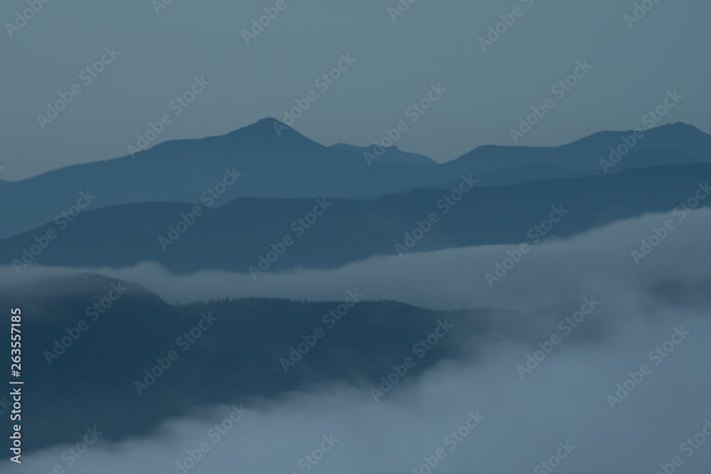 Adirondack Mountain Range In Fog