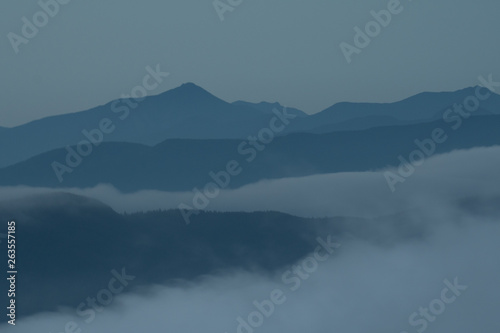 Adirondack Mountain Range In Fog