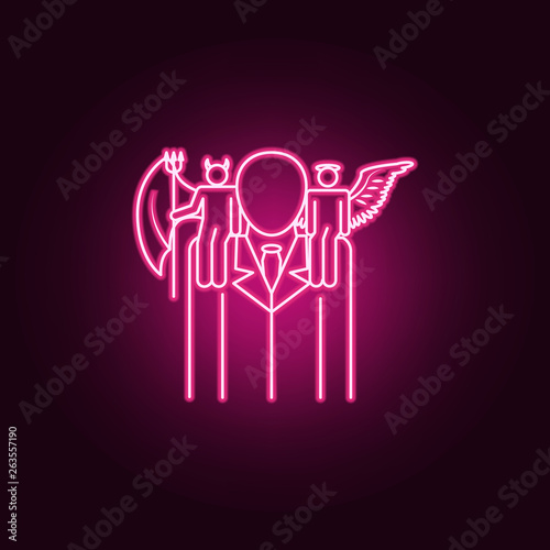 angel and demon on shoulders neon icon. Elements of Angel and demon set. Simple icon for websites, web design, mobile app, info graphics