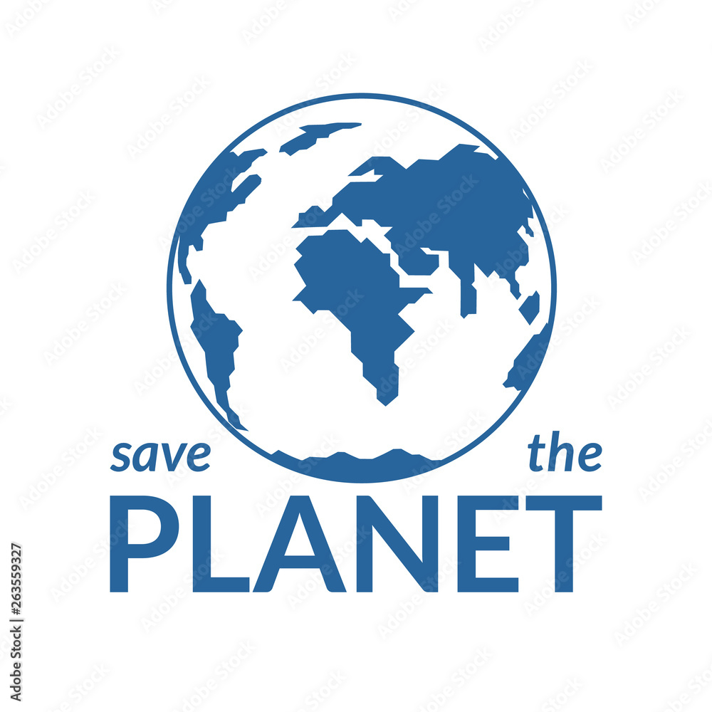 Blue Planet Earth on a white background. Concept save the planet.