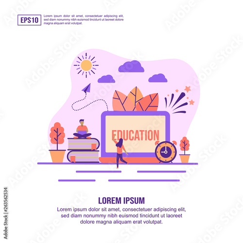 Vector illustration concept of education. Modern illustration conceptual for banner, flyer, promotion, marketing material, online advertising, business presentation