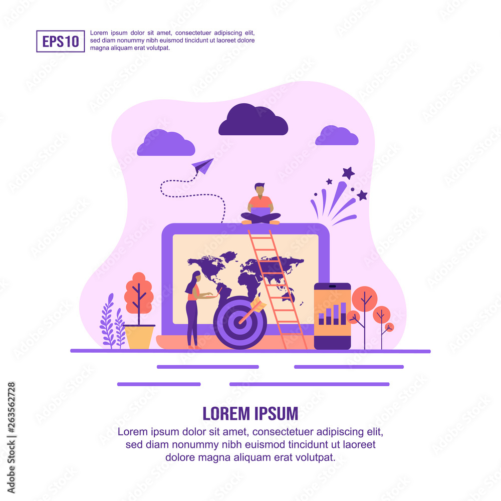 Fototapeta premium Vector illustration concept of seo. Modern illustration conceptual for banner, flyer, promotion, marketing material, online advertising, business presentation