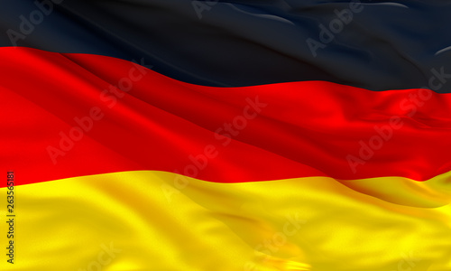 Realistic silk material German waving flag  high quality detailed fabric texture. 3d illustration