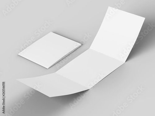 Plakat Open tri-folded laflet in square format.
