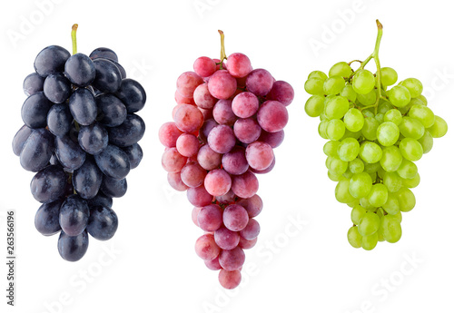 purple red and green grape, isolated on white background, clipping path, full depth of field