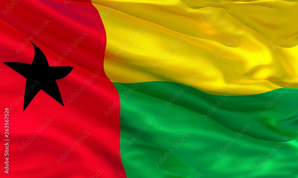 Realistic silk material Guinea-Bissau waving flag, high quality detailed fabric texture. 3d illustration Realistic silk material Guinea-Bissau waving flag, high quality detailed fabric texture. 3d illustration
