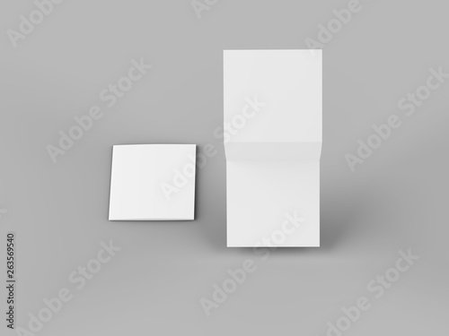 Open tri-folded laflet in square format. © neva