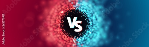 Versus battle template vector illustration. VS letters on blurred effect background. Web banner template photo