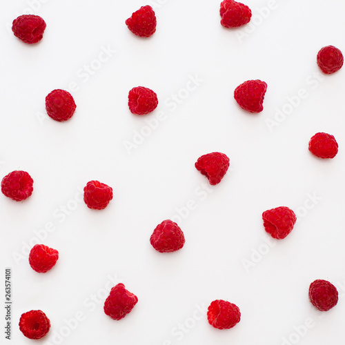 Red raspberry berries isolated on white background