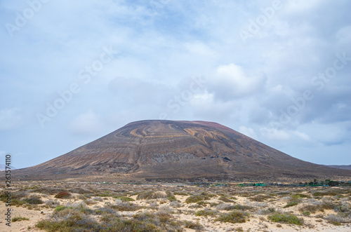Volcanic and desert landscape of La Graciosa island