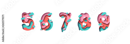 Paper cut number five, six, seven, eight, nine, figure 5, 6, 7, 8, 9.