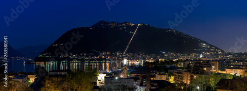 night view of the Italian city of Como photo